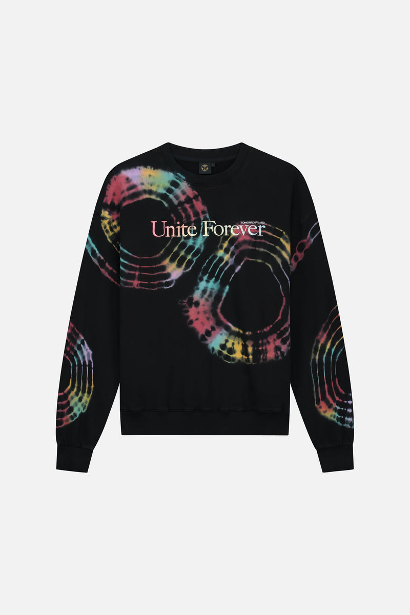 FLOWER SLOGAN TIE DYE SWEATSHIRT MEN MULTI