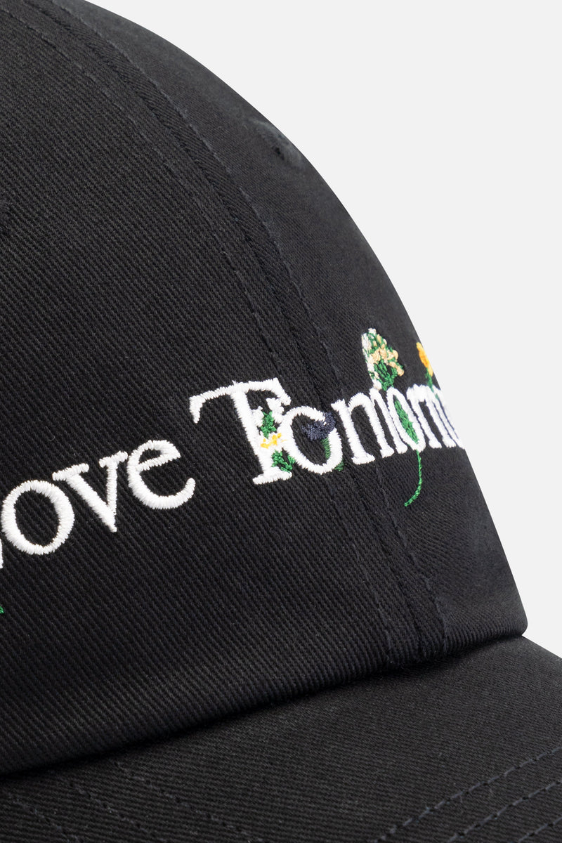 FLOWER SLOGAN CURVED CAP BLACK