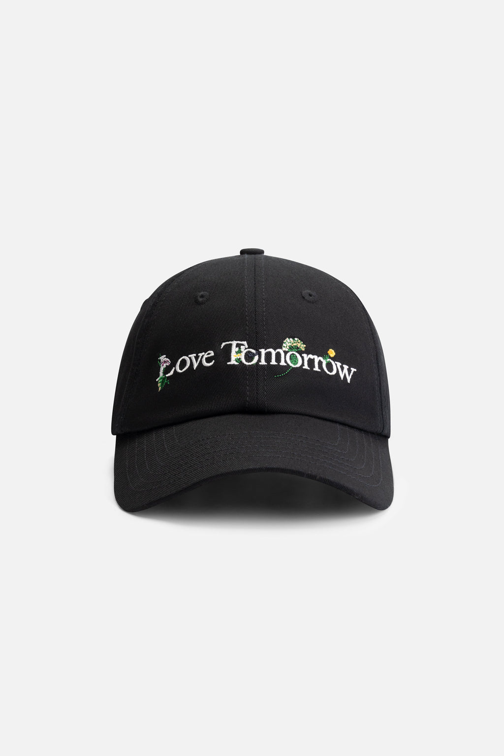FLOWER SLOGAN CURVED CAP BLACK