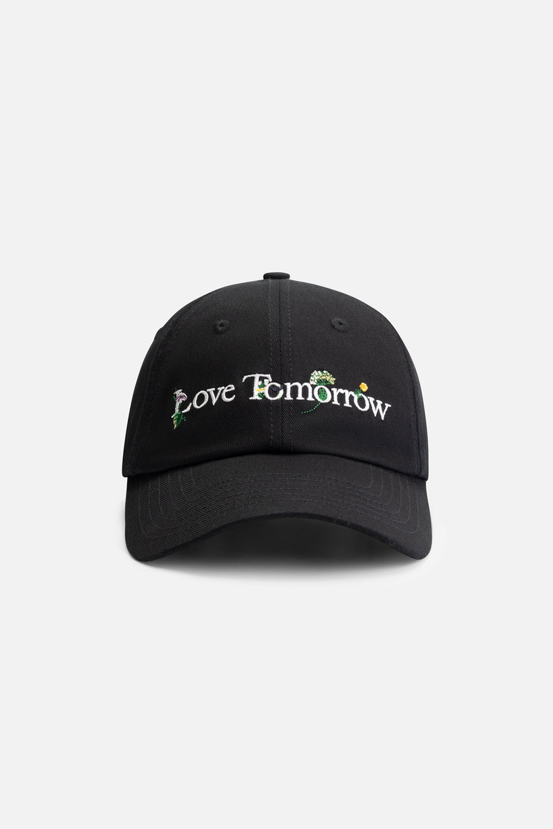 FLOWER SLOGAN CURVED CAP BLACK