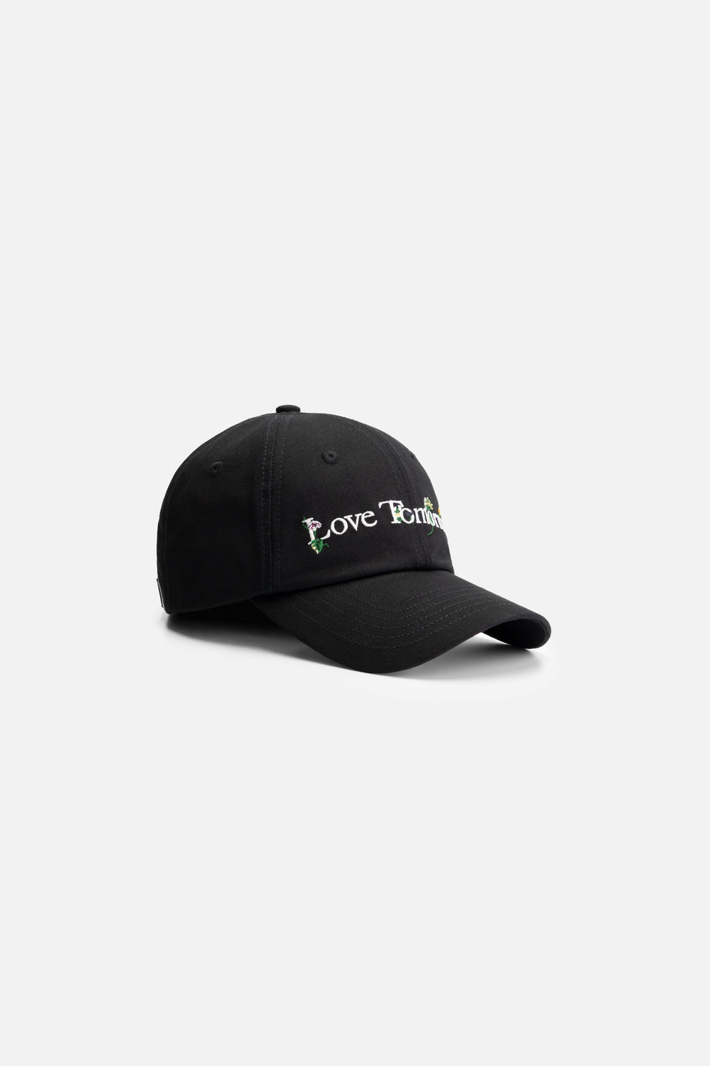 FLOWER SLOGAN CURVED CAP BLACK