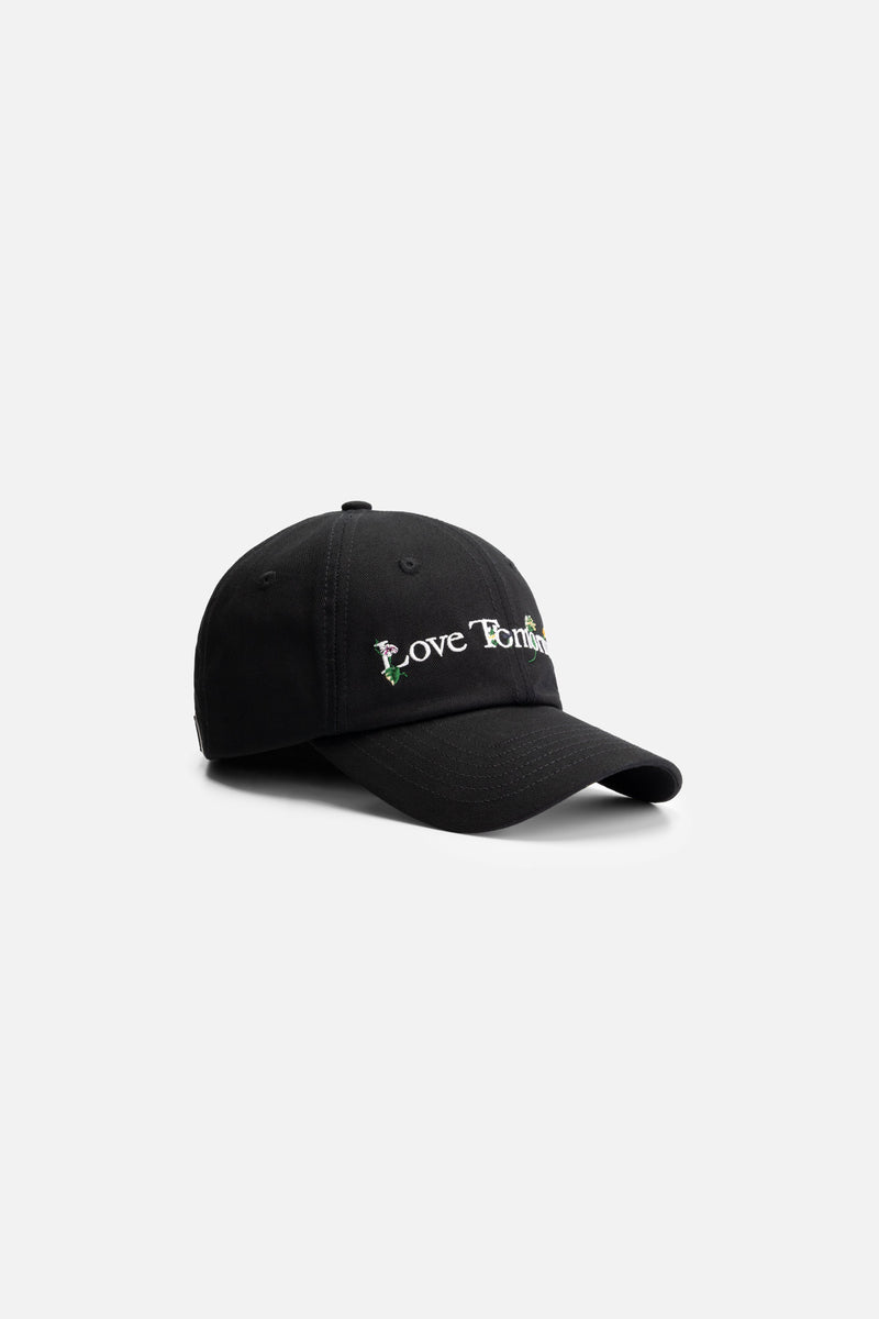 FLOWER SLOGAN CURVED CAP BLACK