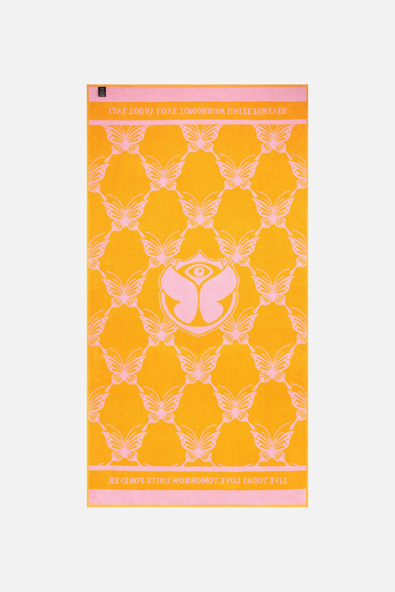 TOWEL BUTTERFLY BICOLOR 90X180 ORANGE PINK