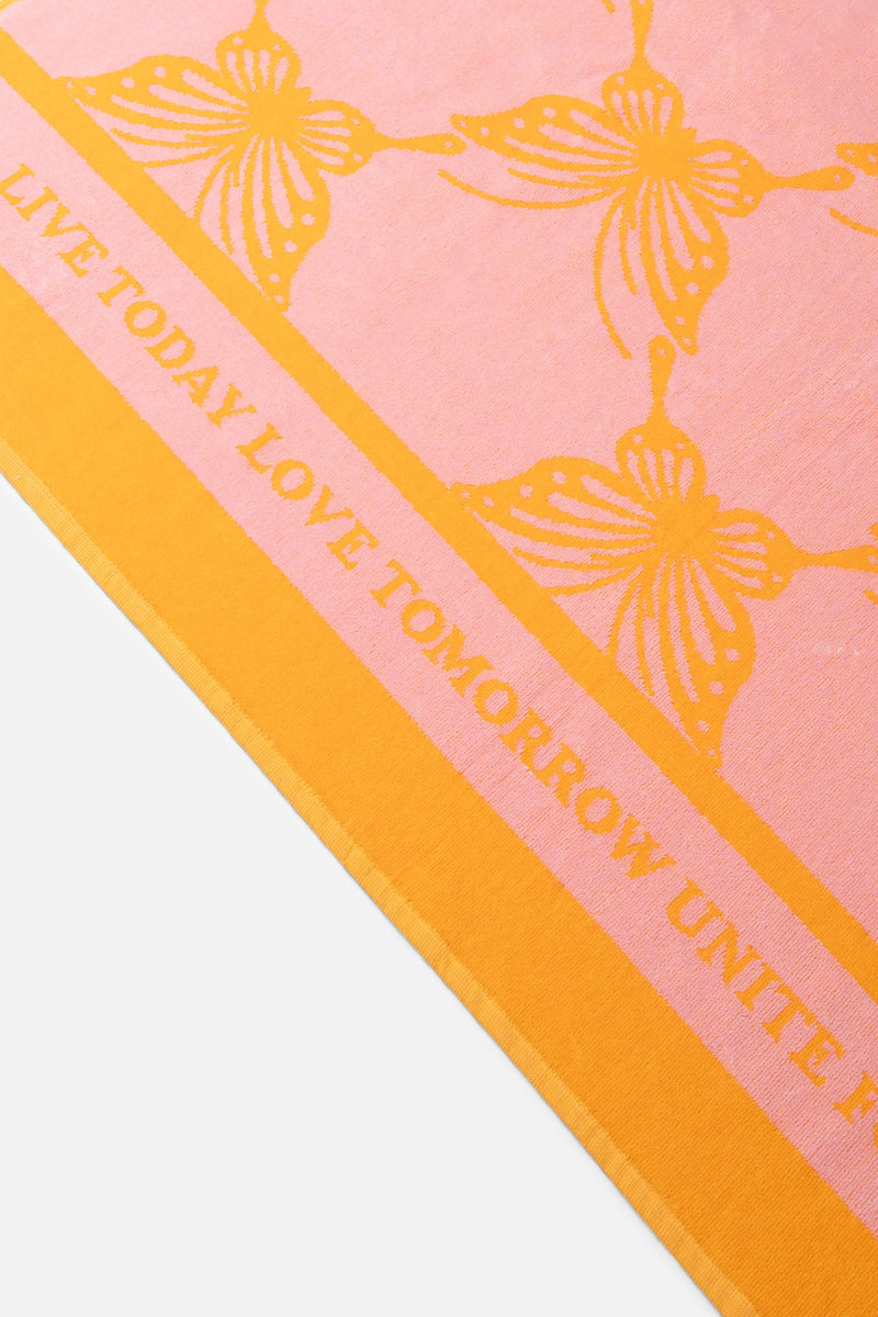 TOWEL BUTTERFLY BICOLOR 90X180 ORANGE PINK