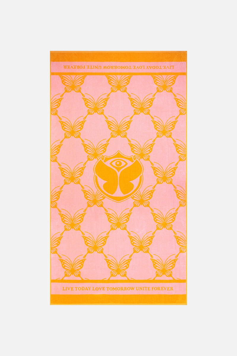 TOWEL BUTTERFLY BICOLOR 90X180 ORANGE PINK