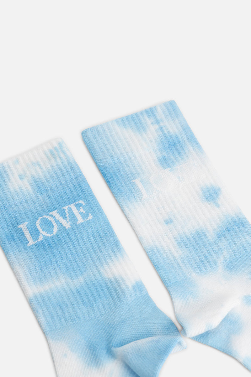 TOMORROWLAND LOVE TIE DYE SOCKS LIGHT BLUE