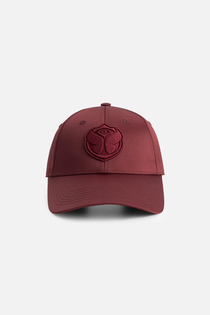 CURVED ICON SATIN CAP BURGUNDY