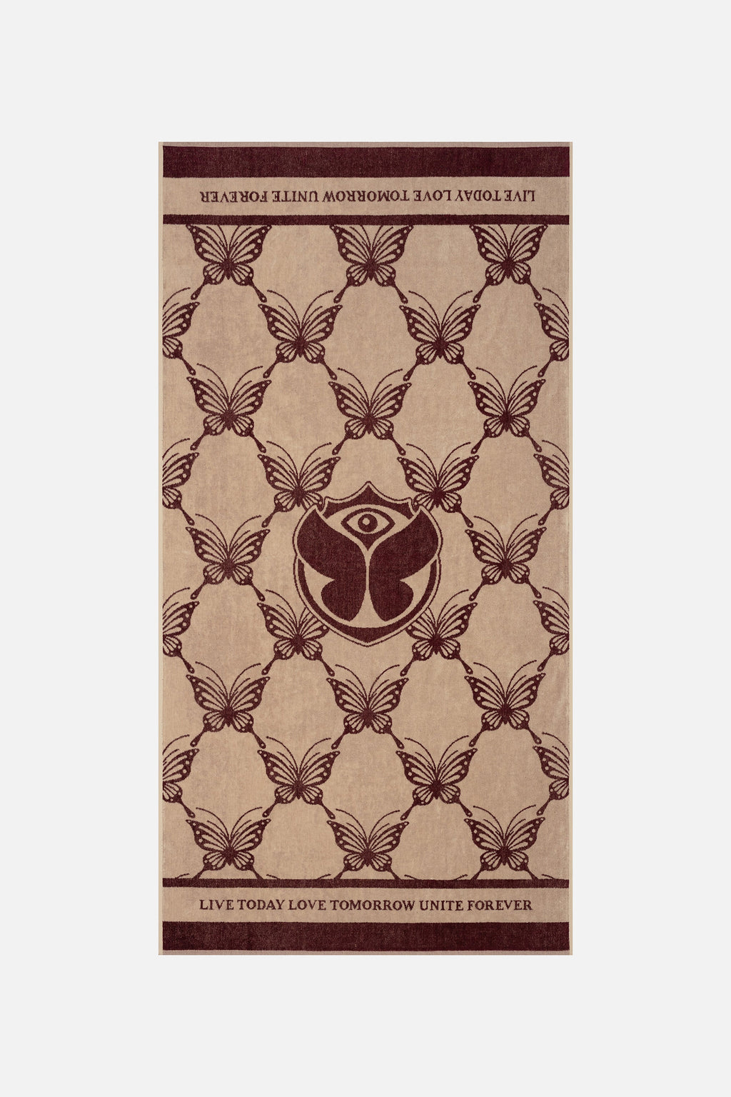 TOWEL BUTTERLFY BICOLOR 90X180 SAND BURGUNDY