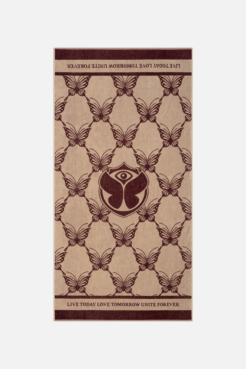 TOWEL BUTTERLFY BICOLOR 90X180 SAND BURGUNDY