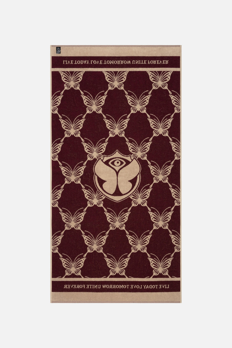 TOWEL BUTTERLFY BICOLOR 90X180 SAND BURGUNDY