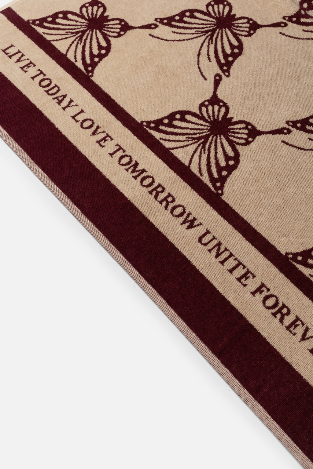 TOWEL BUTTERLFY BICOLOR 90X180 SAND BURGUNDY