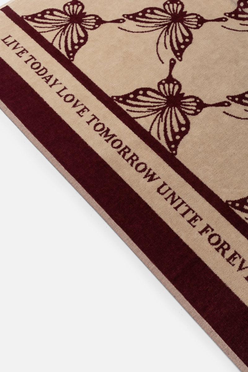 TOWEL BUTTERLFY BICOLOR 90X180 SAND BURGUNDY