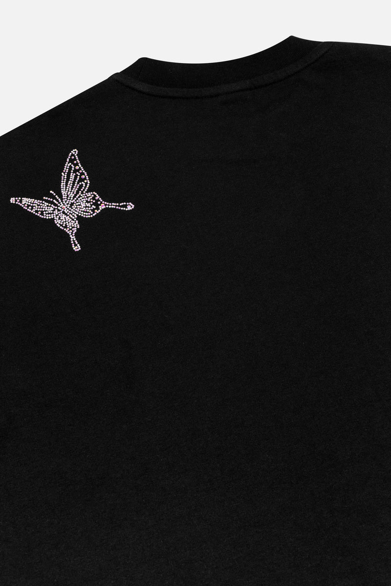 SPARKLE BUTTERFLY TSHIRT WOMEN BLACK