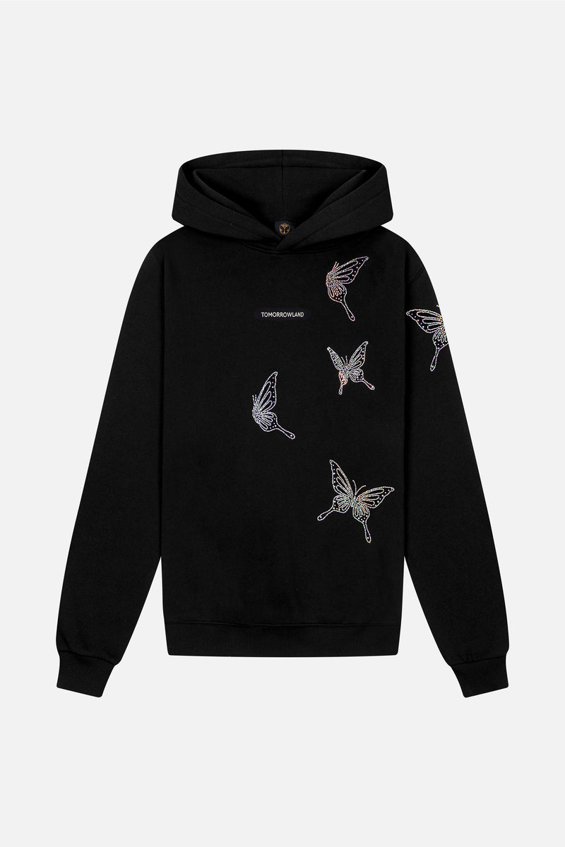SPARKLE BUTTERFLY HOODIE WOMEN BLACK