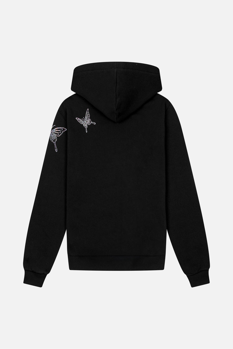 SPARKLE BUTTERFLY HOODIE WOMEN BLACK