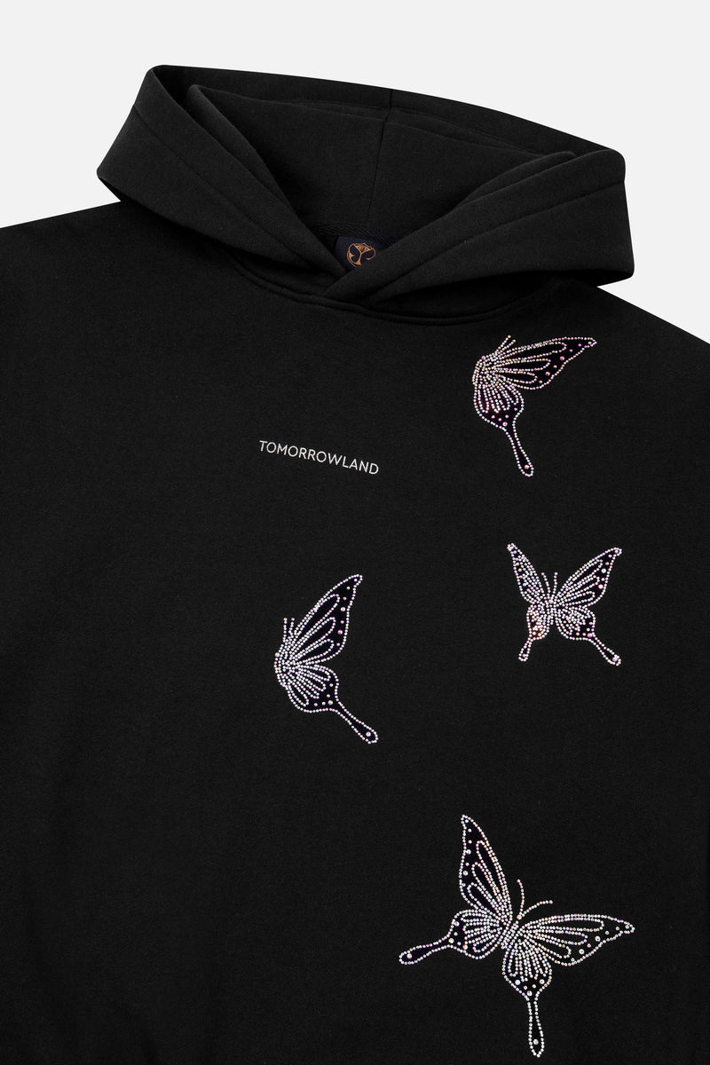SPARKLE BUTTERFLY HOODIE WOMEN BLACK