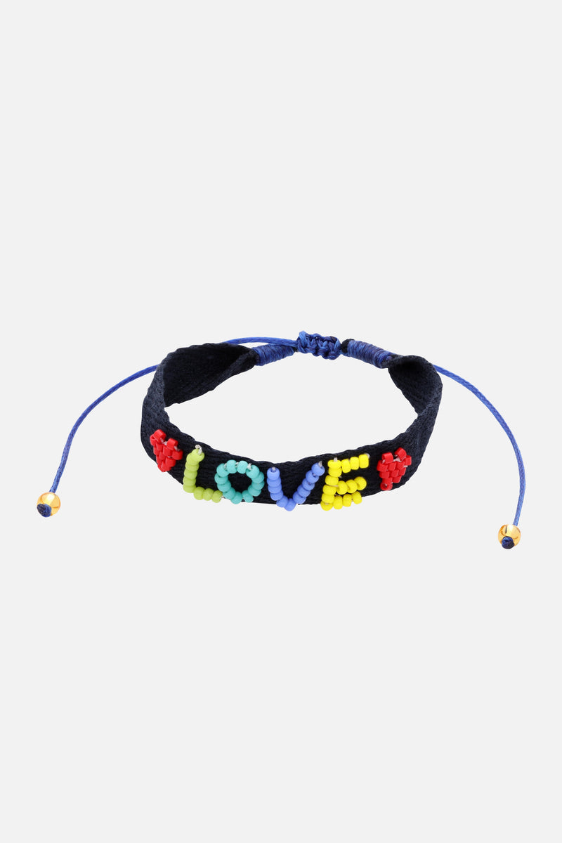 BEAD EMBROIDERY BRACELET WOMEN LOVE BLACK