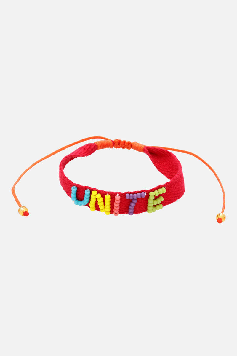 BEAD EMBROIDERY BRACELET WOMEN UNITE RED