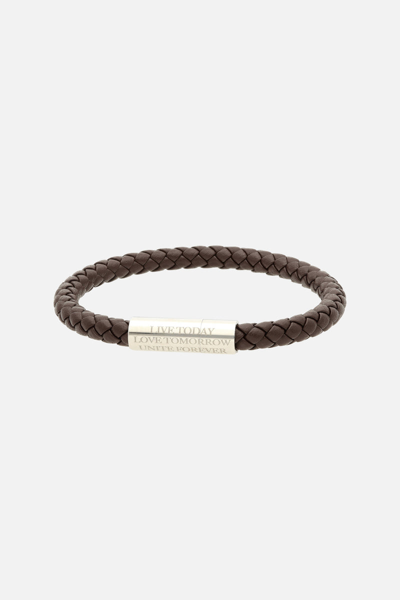 SLOGAN BRACELET WOVEN BROWN