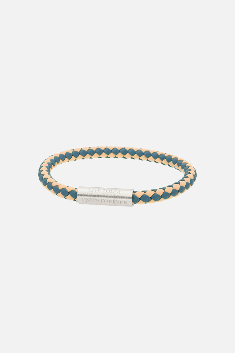 SLOGAN BRACELET WOVEN MULTI BLUE