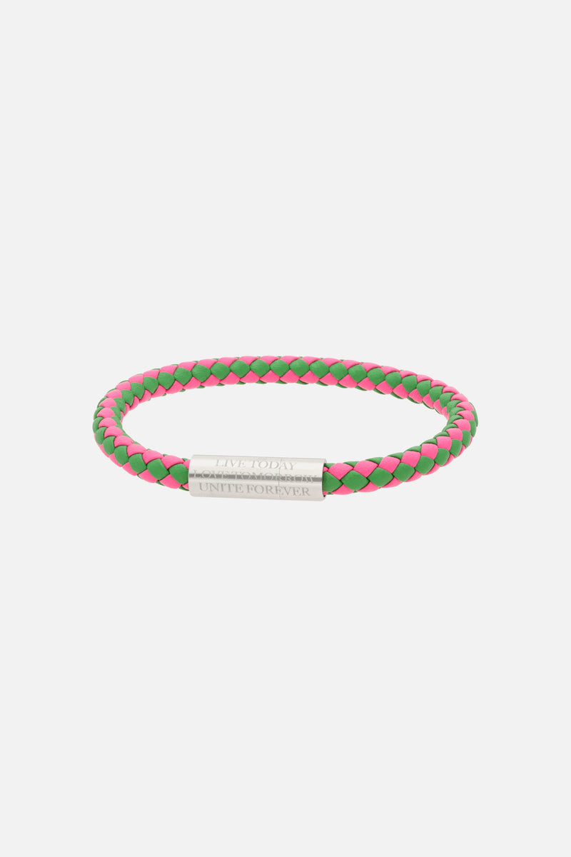 SLOGAN BRACELET WOVEN MULTI PINK