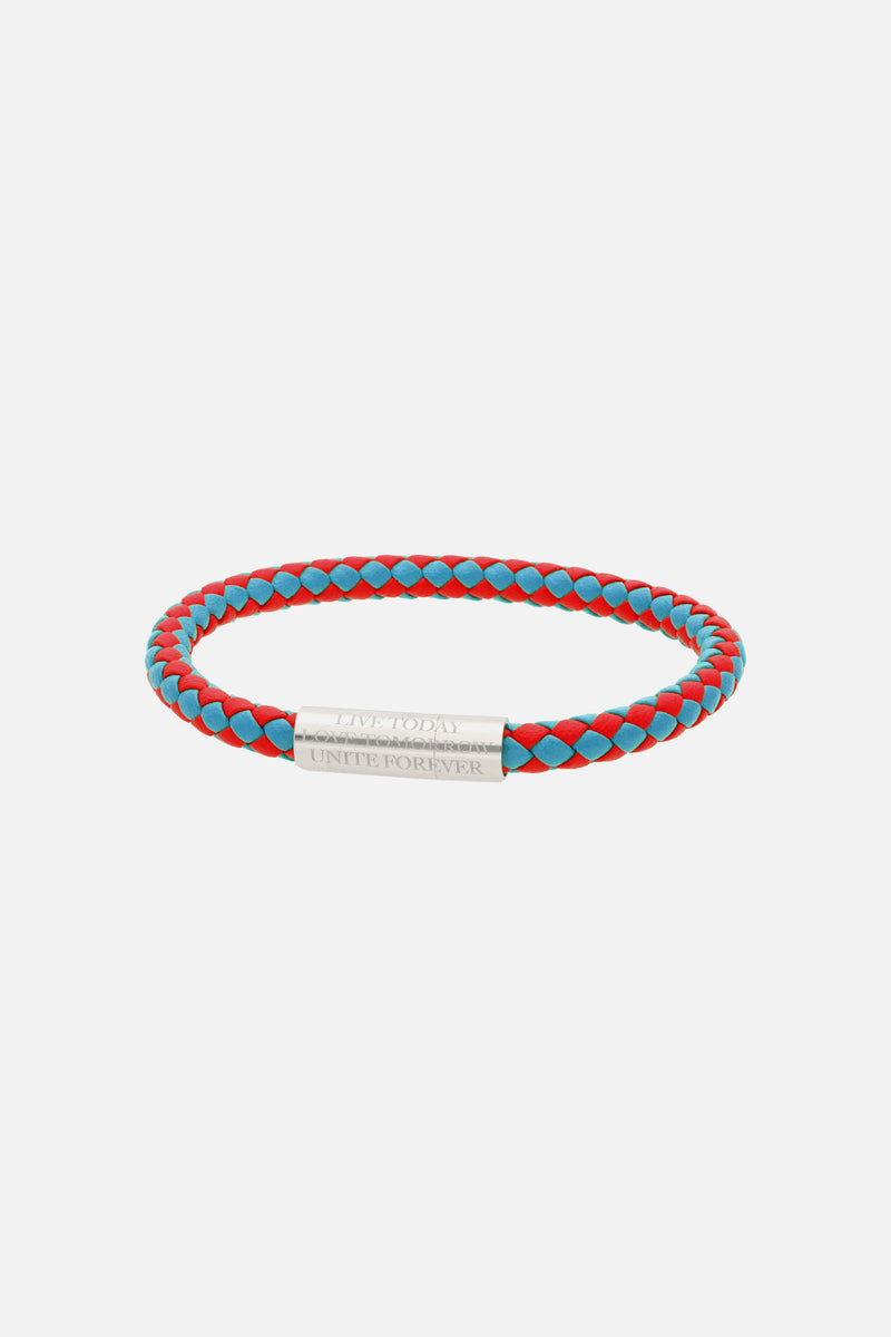 SLOGAN BRACELET WOVEN MULTI RED