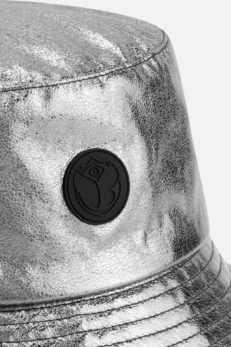 SHINY BUCKET HAT ICON SILVER