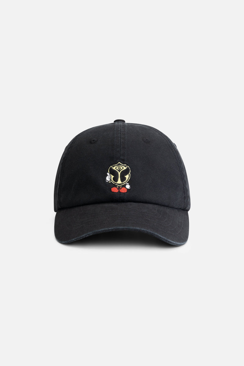 CURVED HAPPICON CAP WASHED BLACK