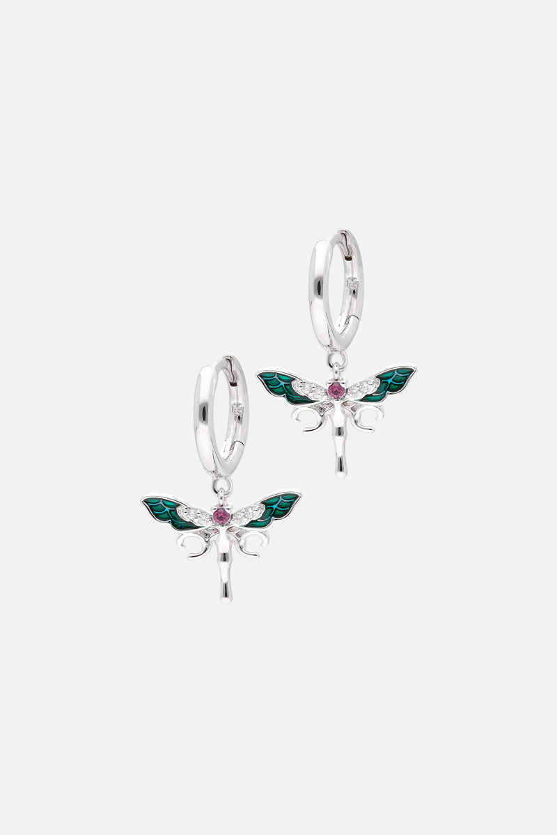 DRAGONFLY HOOP EARRINGS WOMEN SILVER