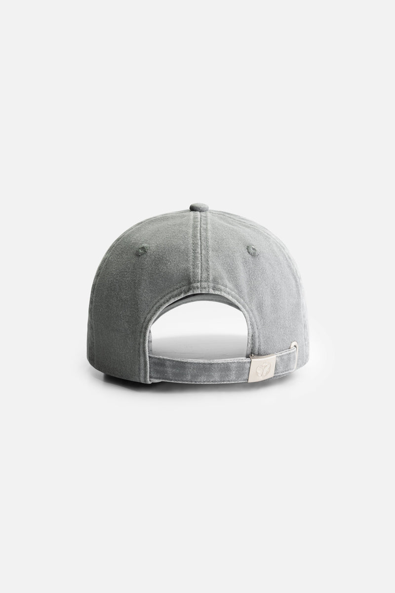 FLOWER SLOGAN CURVED CAP WASHED GREY