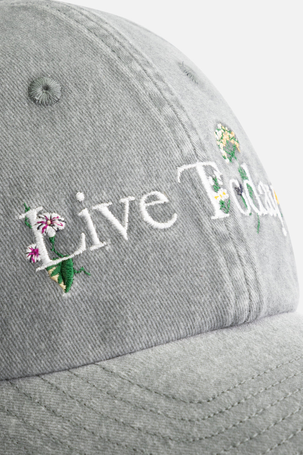 FLOWER SLOGAN CURVED CAP WASHED GREY