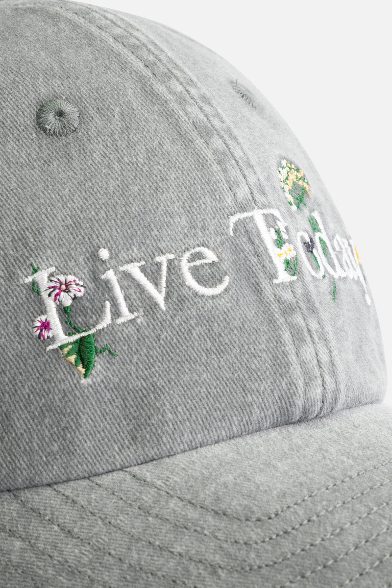 FLOWER SLOGAN CURVED CAP WASHED GREY