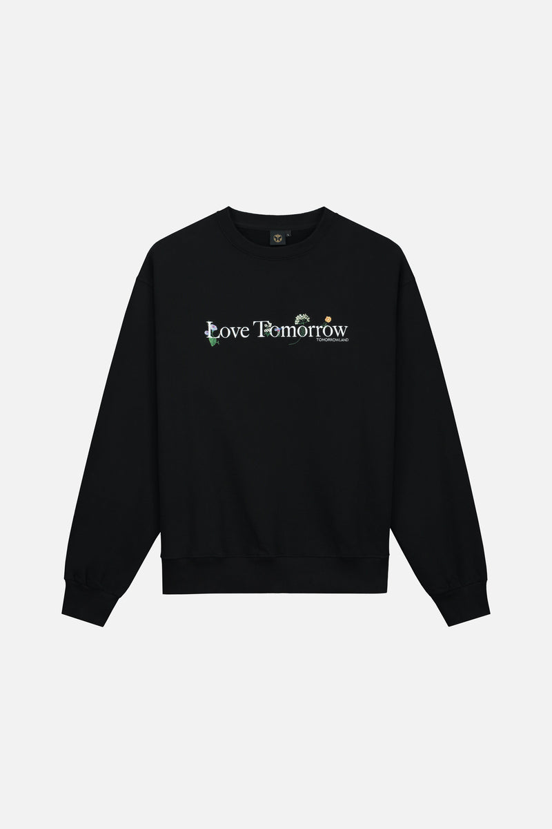 FLOWER SLOGAN SWEATSHIRT MEN BLACK