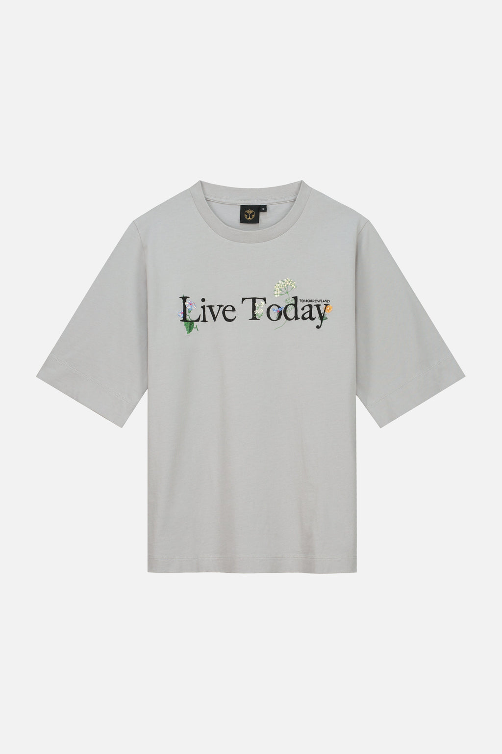 FLOWER SLOGAN TSHIRT WOMEN GREY