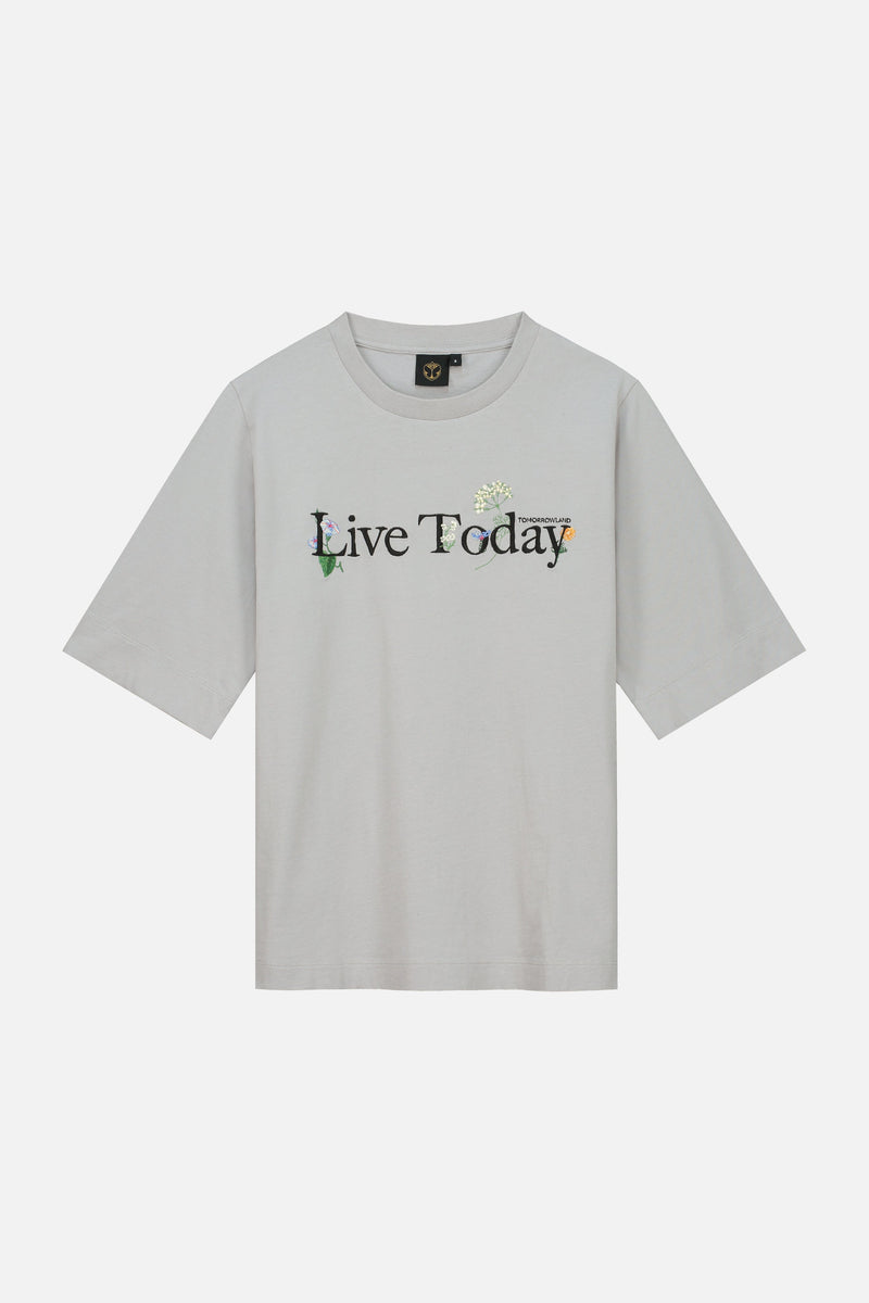 FLOWER SLOGAN TSHIRT WOMEN GREY