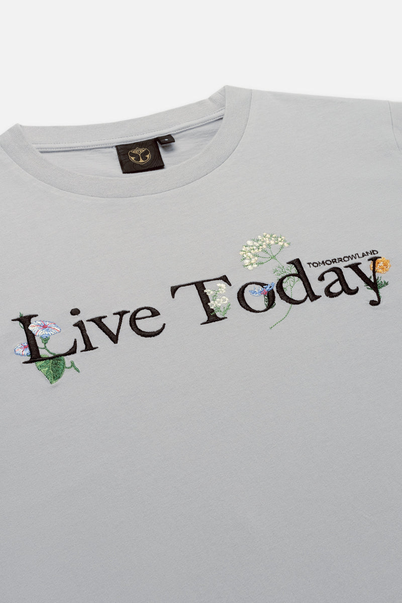 FLOWER SLOGAN TSHIRT WOMEN GREY