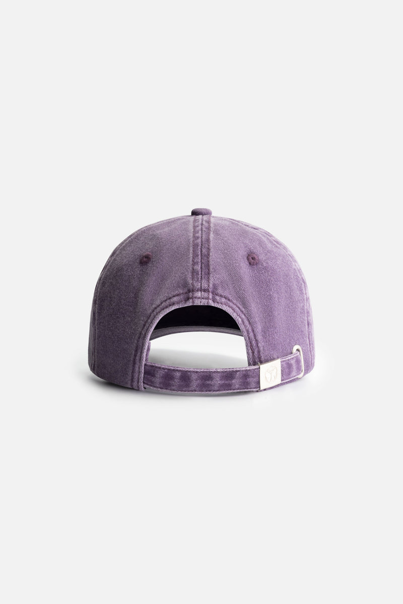 FLOWER SLOGAN CURVED CAP WASHED PURPLE