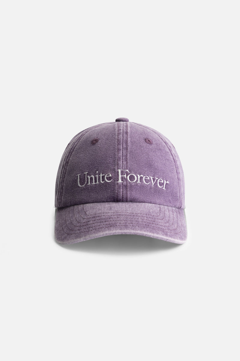 FLOWER SLOGAN CURVED CAP WASHED PURPLE