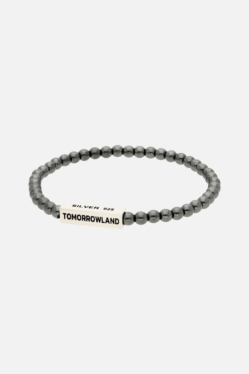 GLASS BEAD BRACELET MEN DARK GREY