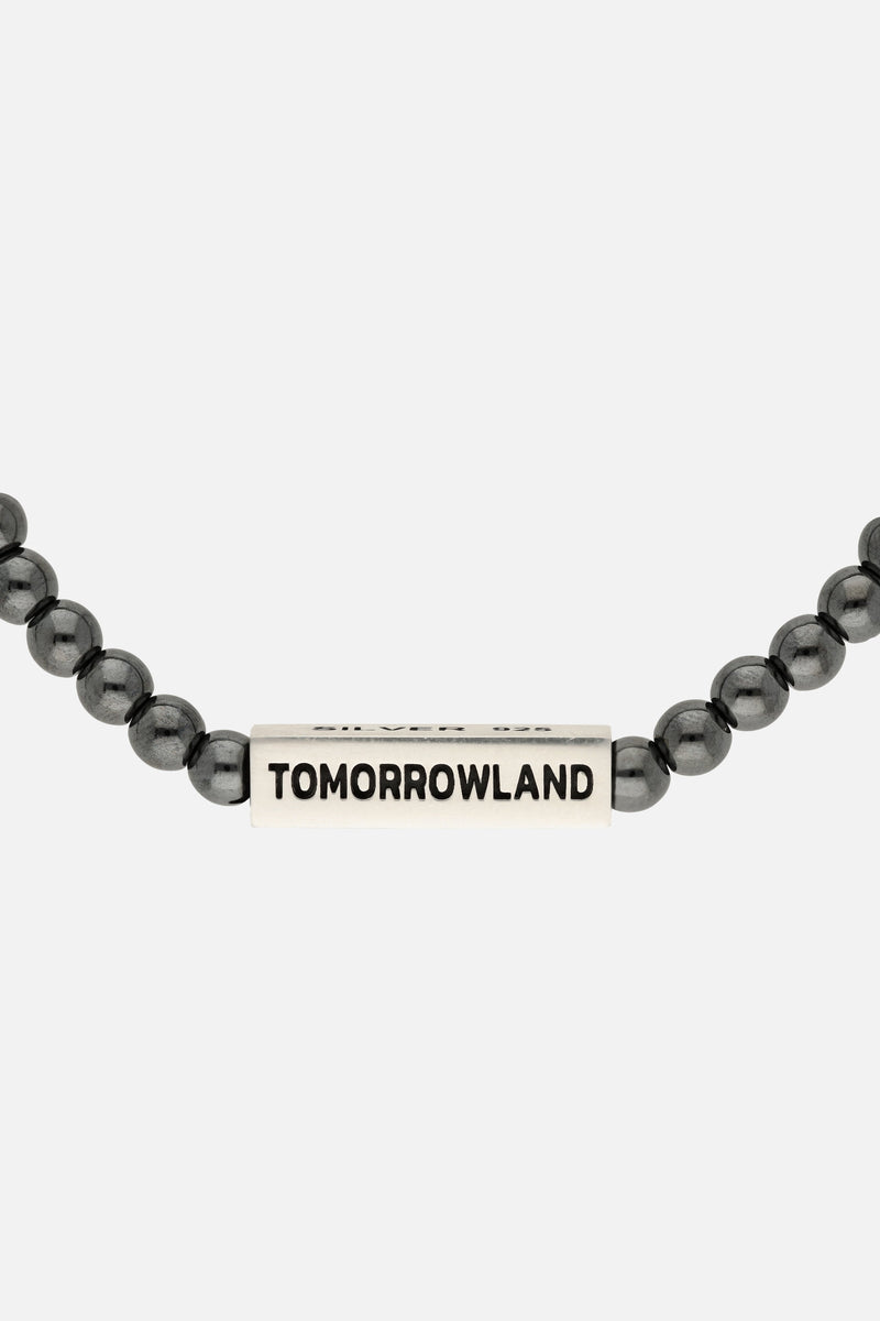 GLASS BEAD BRACELET MEN DARK GREY