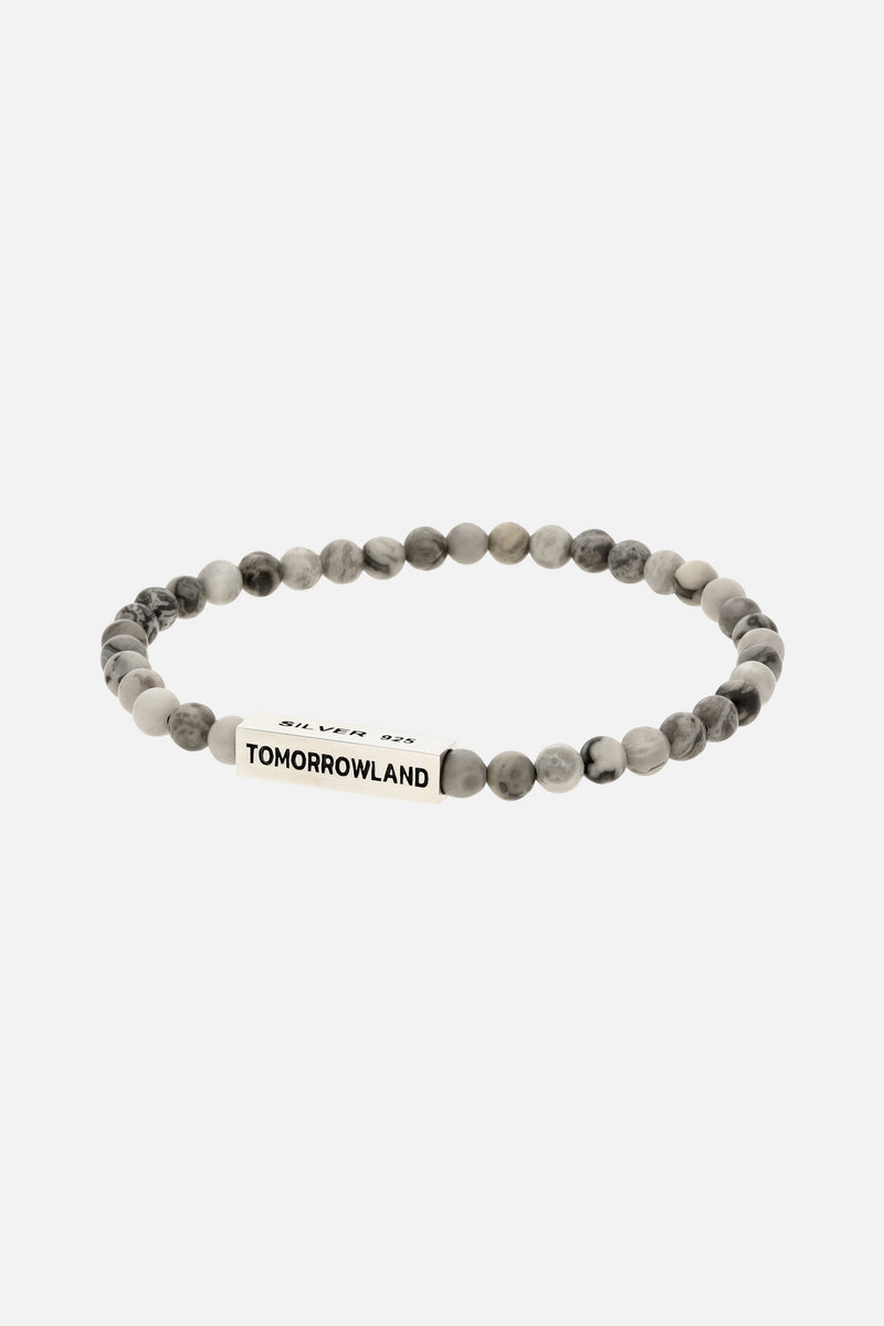 GLASS BEAD BRACELET MEN SOFT GREY