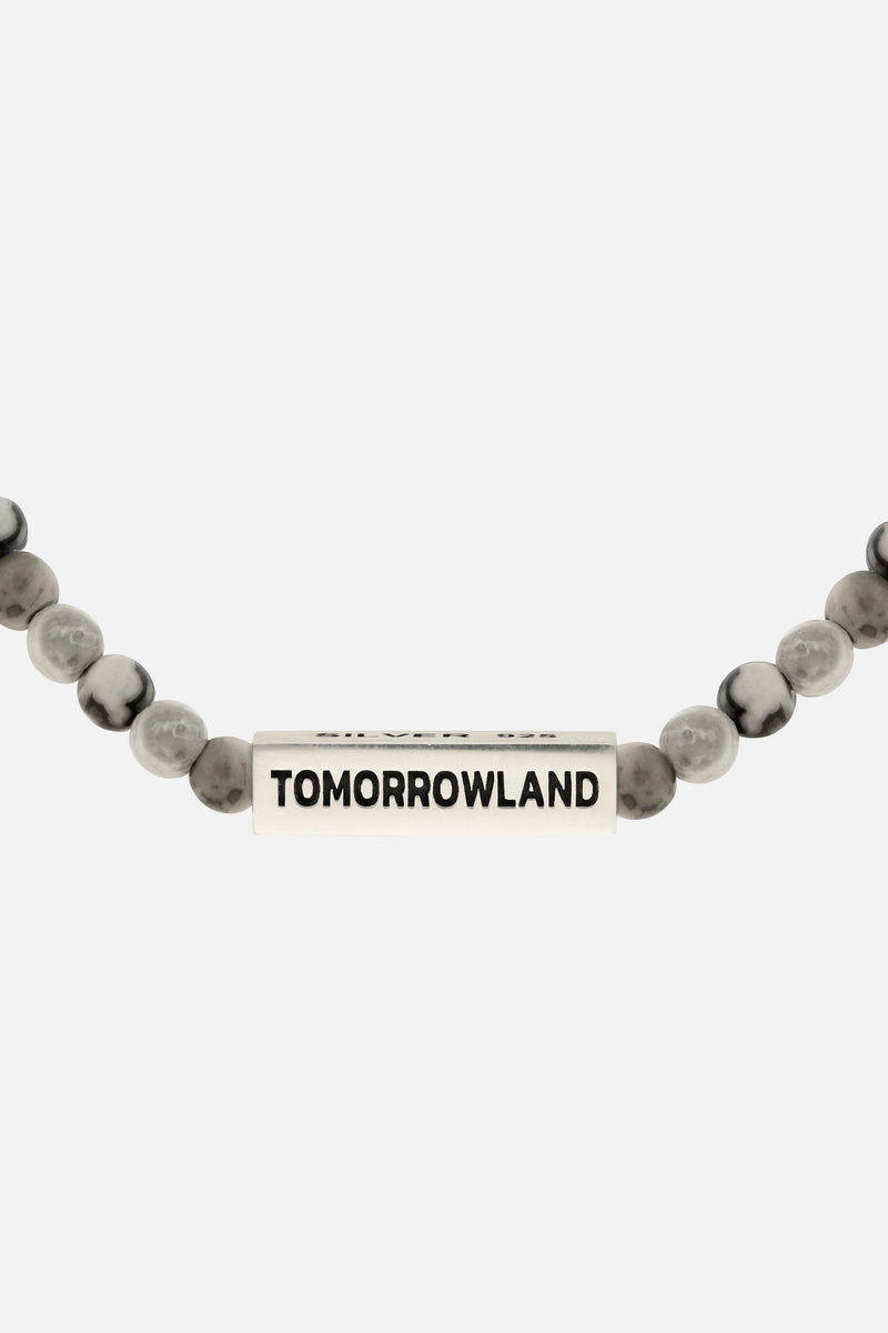 GLASS BEAD BRACELET MEN SOFT GREY