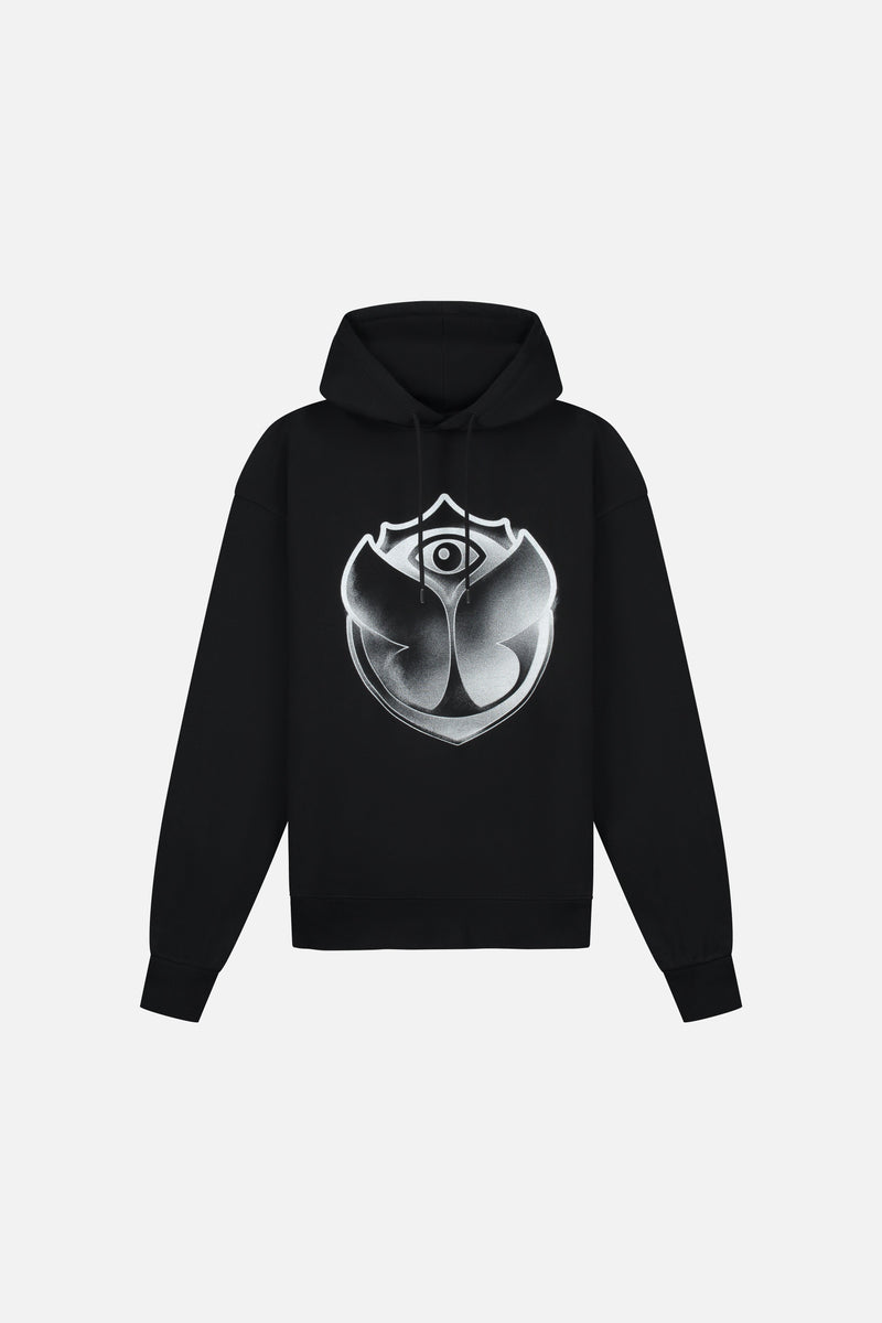 ICON SPRAY FRONT HOODIE BLACK