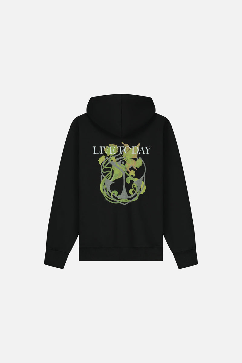 ICON BLOSSOM BACK HOODIE WASHED BLACK
