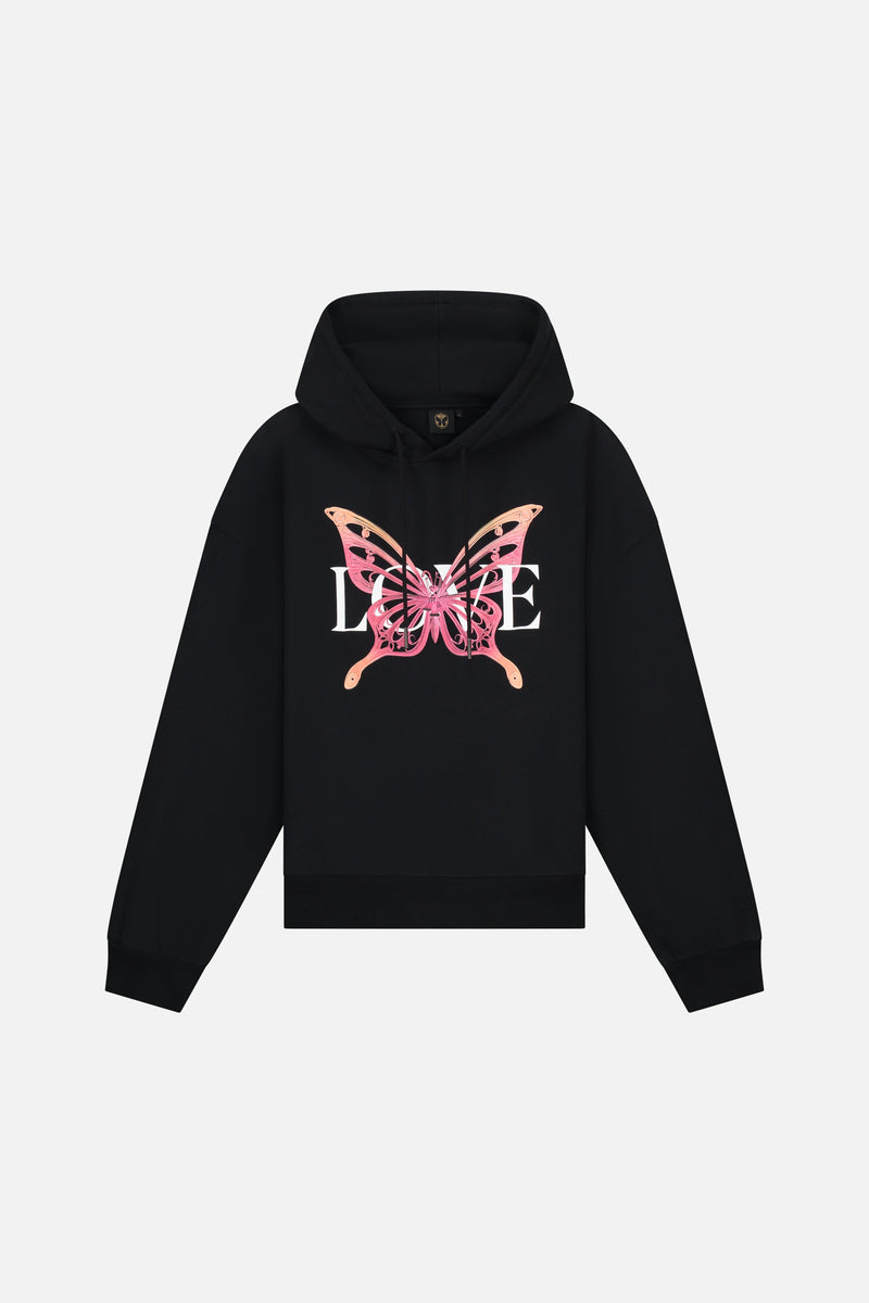 LIBRARY LOVE BACK HOODIE WOMEN BLACK