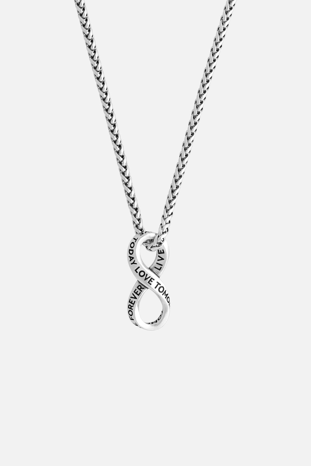 SLOGAN INFINITY NECKLACE MEN SILVER