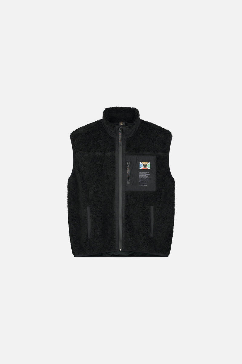 UNITY SLEEVELESS TEDDY JACKET MEN BLACK