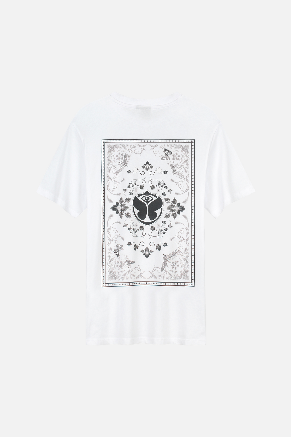 KALEIDOSCOPE TSHIRT MEN WHITE - BLACK FRONT EMBR