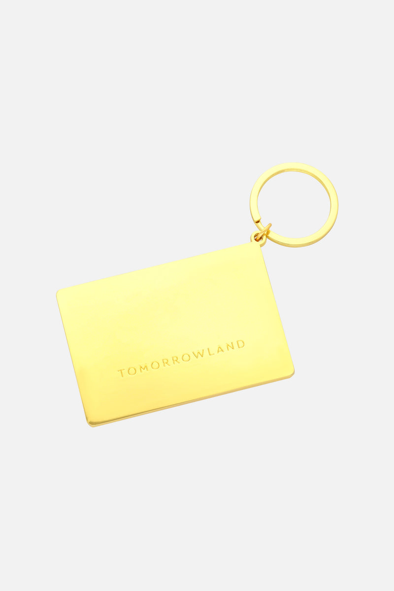 METAL KEYCHAIN FLAG GOLD MULTI IN BOX