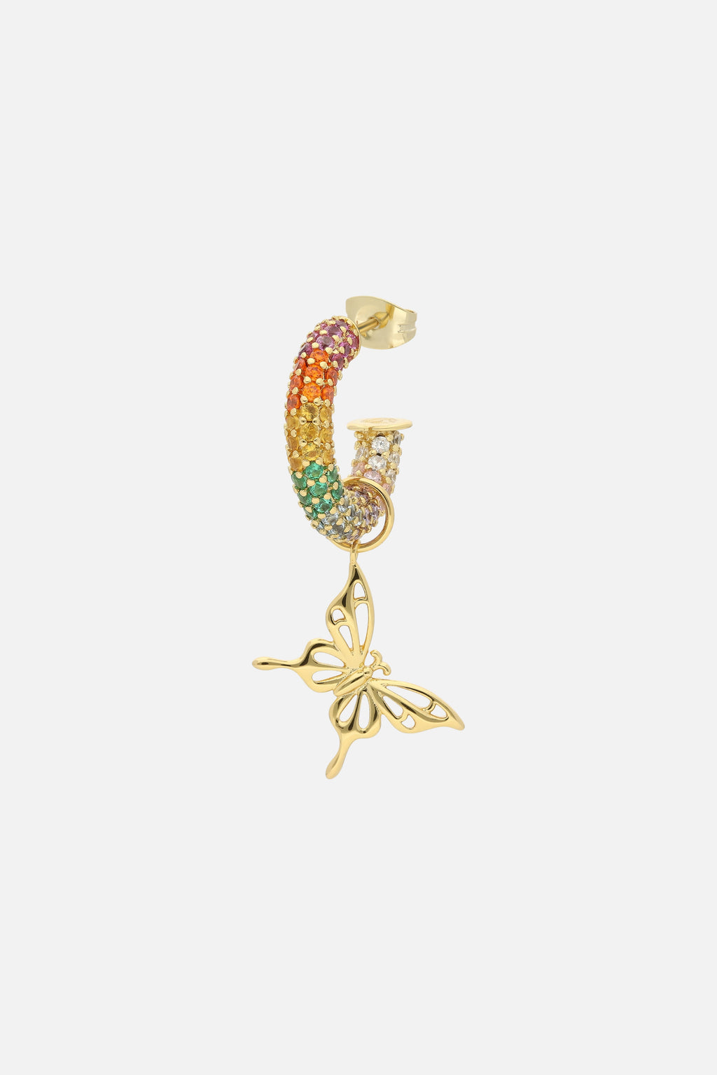 RAINBOW BUTTERLFY HOOP EARRINGS WOMEN GOLD